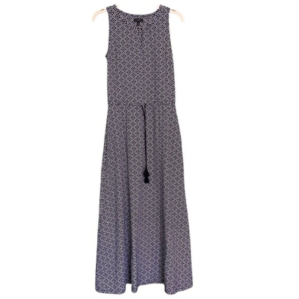 Talbots Drawstring Waist Sleeveless Cotton Blend Maxi Dress Size Small Petite